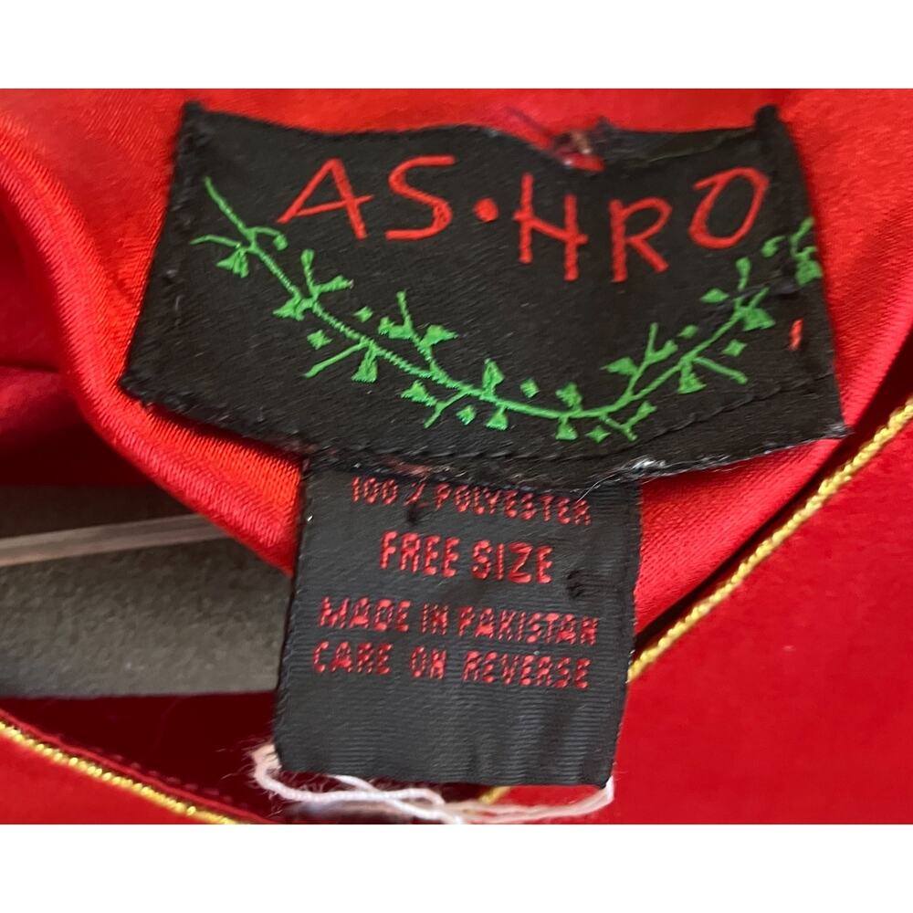 Ashro Free Size Red V-Neck Satin Tunic NOC2603 - Picture 4 of 6